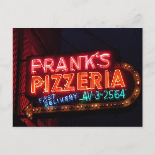 Franks Pizza auf Belmont, Vintages Chicago Neon Si Postkarte