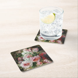 Frans Verhas Vintag Bouquet von Rose Rechteckiger Pappuntersetzer