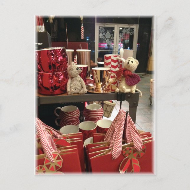 Franscious und LennartChristmas Kaffeeeinkaufen Feiertagspostkarte (Vorderseite)