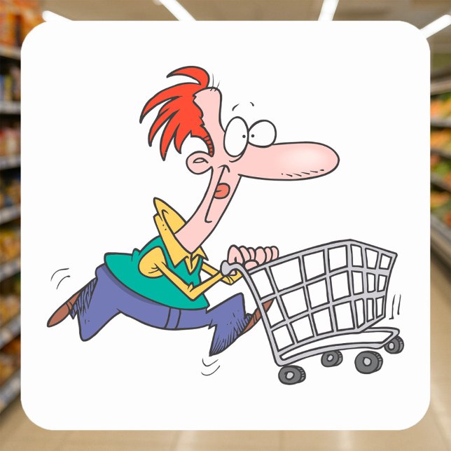 Frantic Shopper Quadratischer Aufkleber (Von Creator hochgeladen)