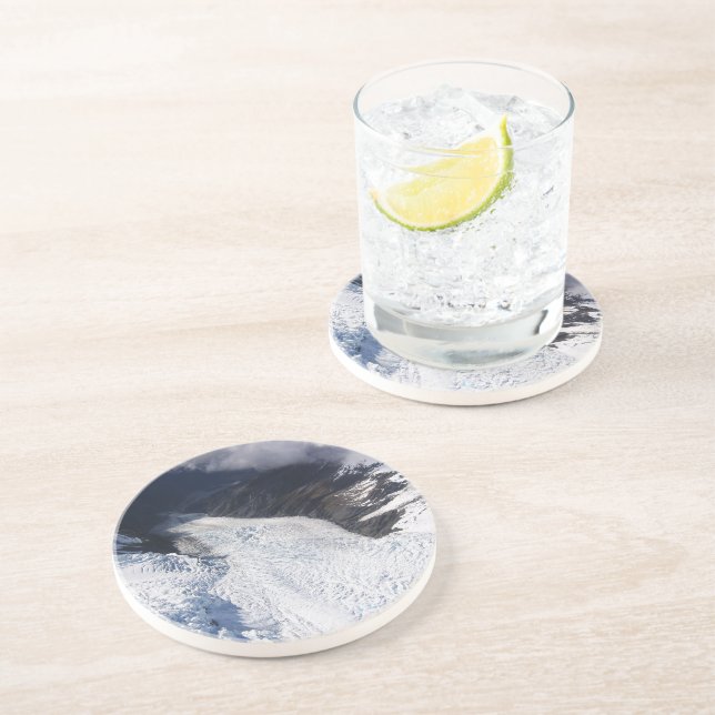 Franz Josef Glacier Aerial View, Neuseeland Getränkeuntersetzer (Seite)