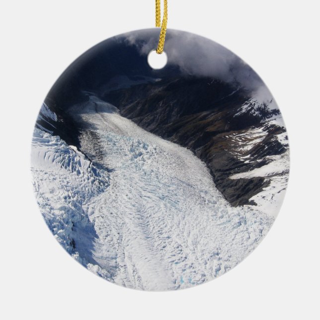 Franz Josef Glacier Aerial View, Neuseeland Keramik Ornament (Vorne)