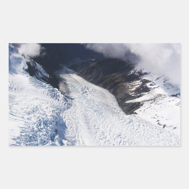 Franz Josef Glacier Aerial View, Neuseeland Rechteckiger Aufkleber (Vorderseite)