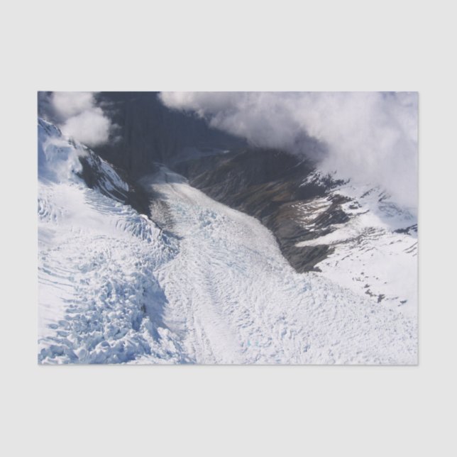 Franz Josef Glacier Aerial View, Neuseeland Seidenpapier (Vorderseite)