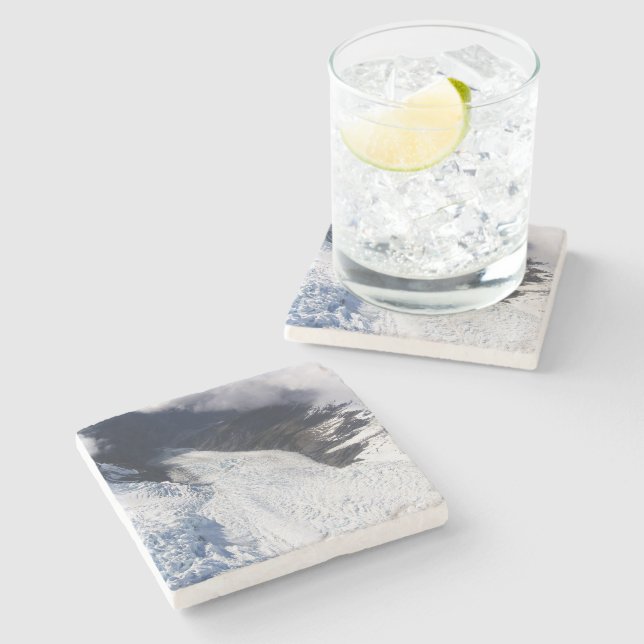 Franz Josef Glacier Aerial View, Neuseeland Steinuntersetzer (Seitenansicht)