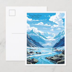 Franz-Josef-Gletscher Vintage-Reiseillustration Postkarte