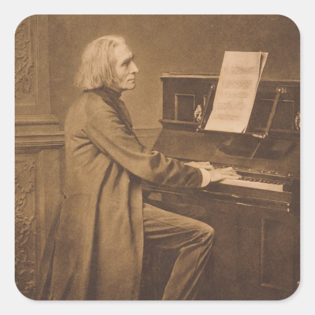 Franz Liszt am Klavier Quadratischer Aufkleber (Vorderseite)