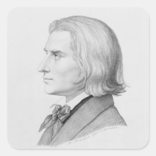 Franz Liszt, graviert durch Gonzenbach Quadratischer Aufkleber