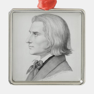 Franz Liszt, graviert durch Gonzenbach Silbernes Ornament