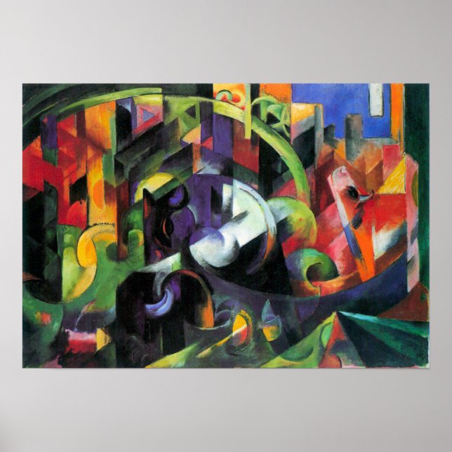 Franz Marc - Abstrakt mit Rindern Poster (Vorne)