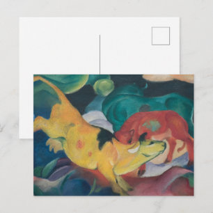 Franz Marc Abstrakte Kühe Rot Grün Gelb Malerei Postkarte