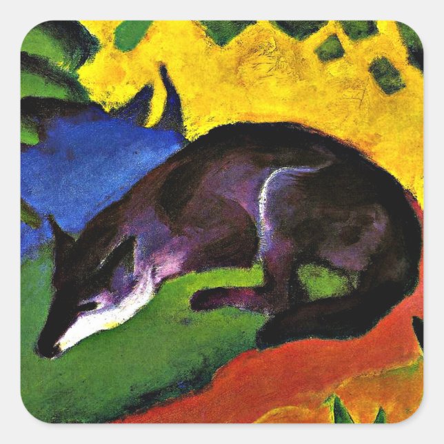 Franz Marc - Blauer Fuchs Quadratischer Aufkleber (Vorderseite)