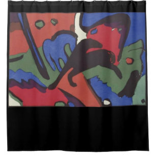 Franz Marc BLAUER REITER schwarzer Duschvorhang