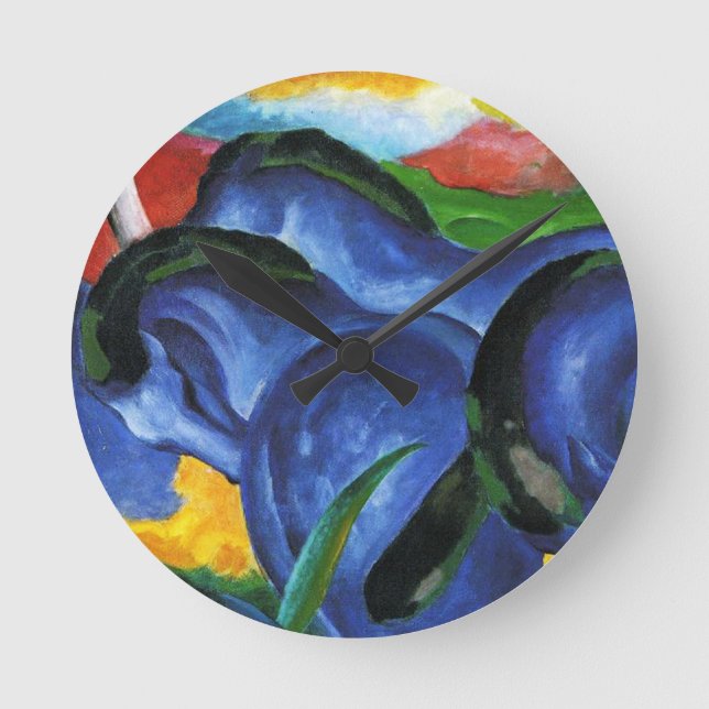 Franz Marc Blue Horses Clock Runde Wanduhr (Vorderseite)