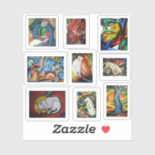 Franz Marc Cats and Dogs, Kunstmalereien Aufkleber