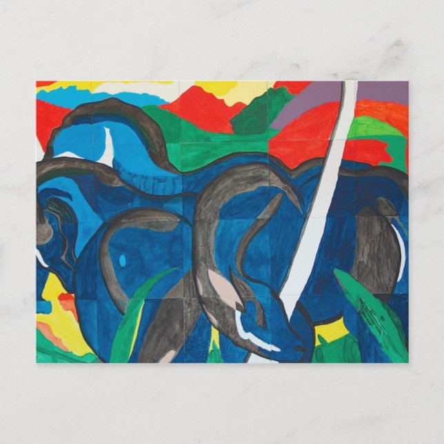 Franz Marc - Das blaue Pferd Postkarte (Vorderseite)