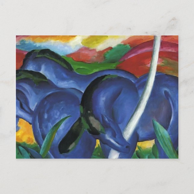 Franz Marc - Die großen blauen Pferde Postkarte (Vorderseite)