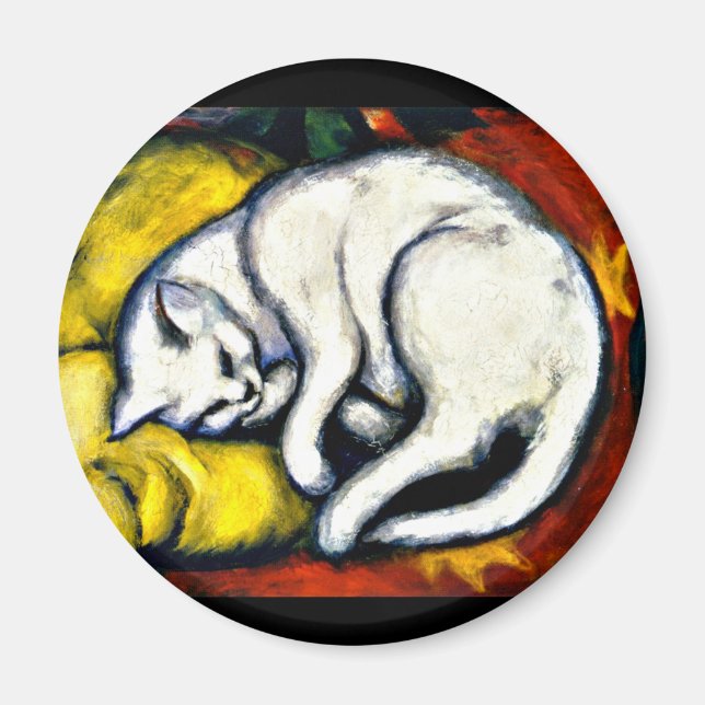 Franz Marc - Die weiße Katze, die schöne Kunstmale Magnet (Vorne)