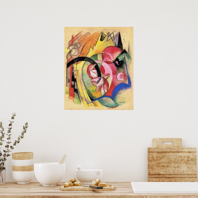 Franz Marc, Farbige Blumen, Poster (Küche)