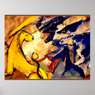 Franz Marc - Gelber Löwe, Blaufüchse, Blaues Pferd Poster