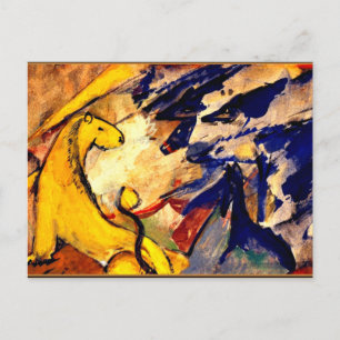 Franz Marc - Gelber Löwe, Blaufüchse, Blaues Pferd Postkarte