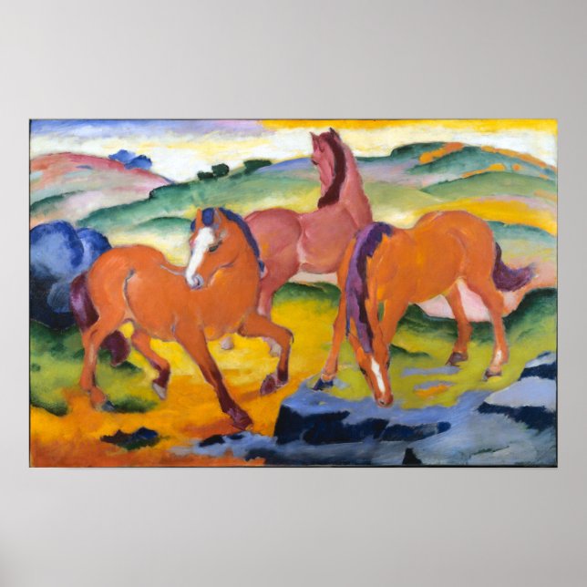 Franz Marc Grazing Pferde Poster (Vorne)
