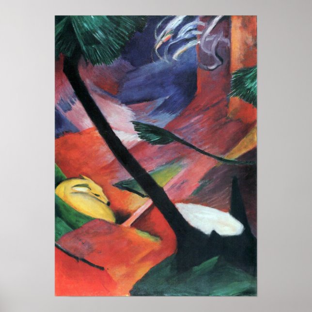 Franz Marc - Hirsch im Wald II Poster (Vorne)