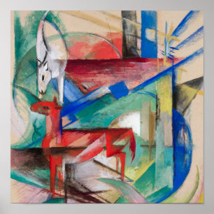 Franz Marc Landschaft mit Tieren Berühmte Malerei Poster