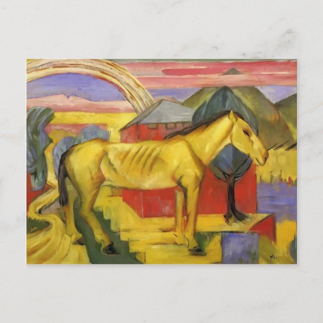 Franz Marc - Langes Gelbes Pferd Postkarte (Vorderseite)