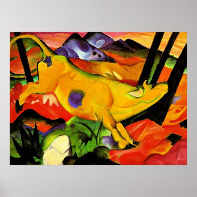 Franz Marc Malerei, Die gelbe Kuh Poster (Vorne)