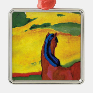 Franz Marc - Pferd in einer Landschaftsmalerei Silbernes Ornament