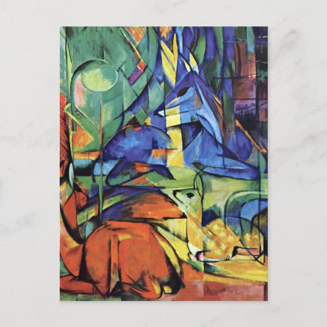 Franz Marc - Rotwild im Wald (ii) Postkarte (Vorderseite)
