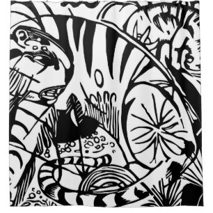 Franz Marc - Schwarzer und Weißer Tiger - Abstrakt Duschvorhang