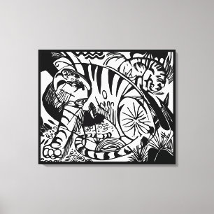 Franz Marc - Schwarzer und Weißer Tiger - Abstrakt Leinwanddruck