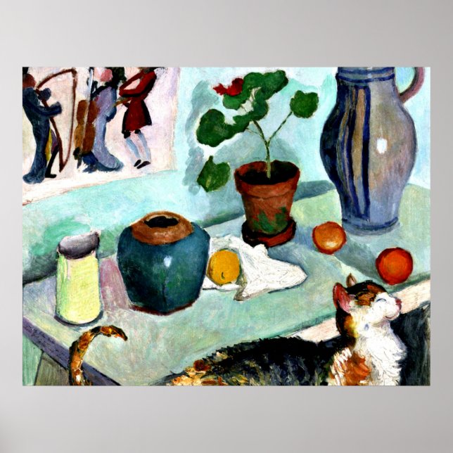 Franz Marc - Stillleben mit Katze Poster (Vorne)