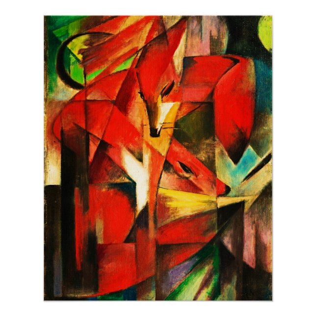 Franz Marc The Foxes Red Fox Moderne Kunst Malerei Poster (Vorderseite)
