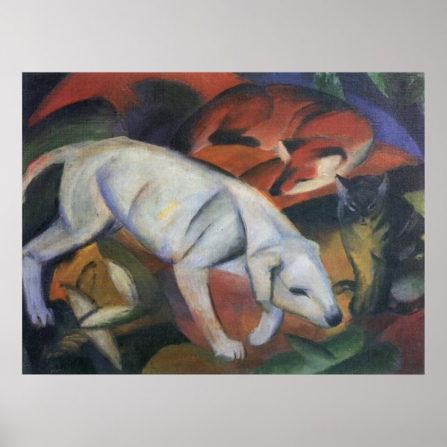 Franz Marc - Three Animals 1912 Hundfox Cat Oil Poster (Vorne)