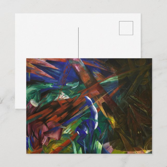 Franz Marc Tier Schicksale Rot Blau Expressionisti Postkarte (Vorne/Hinten)