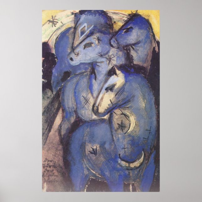 Franz Marc - Tower of Blue Horses 1913 Reittier Poster (Vorne)