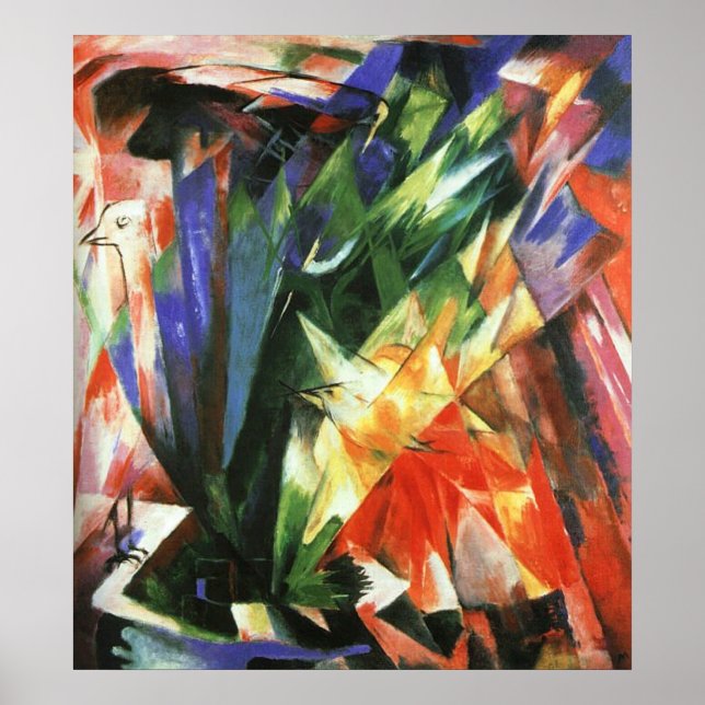 Franz Marc - Vögel 1914 Öl Leinwand Vogelherde Poster (Vorne)