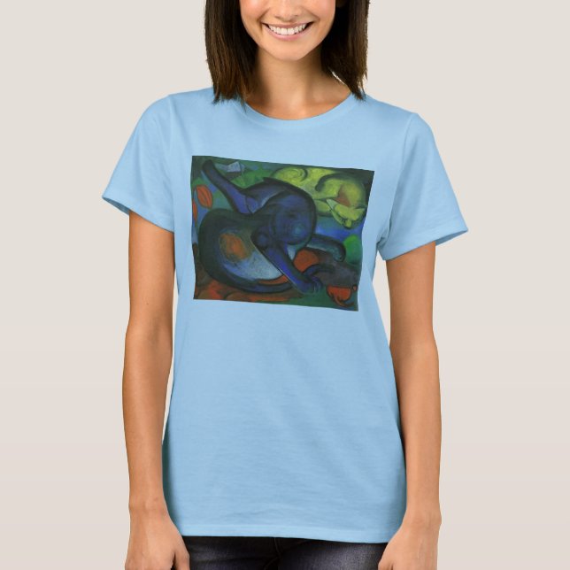 Franz Marc - zwei blaue Katzen u. färben T-Shirt (Vorderseite)