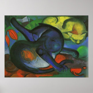 Franz Marc - Zwei Cats Blue & Yellow 1912 Kitty Oi Poster