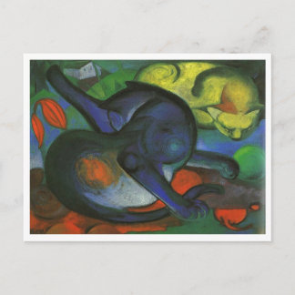 Franz Marc - Zwei Cats Blue & Yellow 1912 Kitty Oi Postkarte