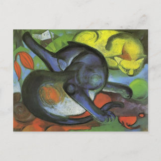 Franz Marc - Zwei Katzen, blau und gelb Postkarte