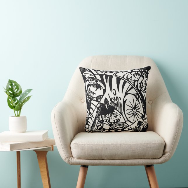 Franz Marc's Expressionist Tiger Throw Pillow Kissen (Stuhl )