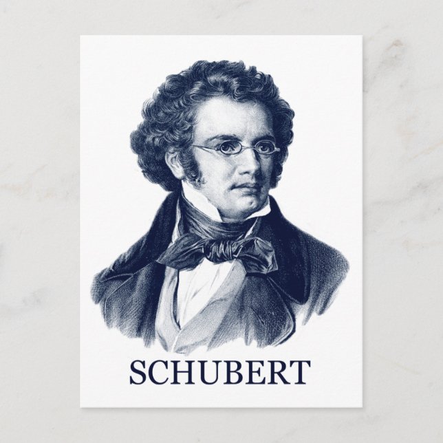 Franz Schubert, blau Postkarte (Vorderseite)