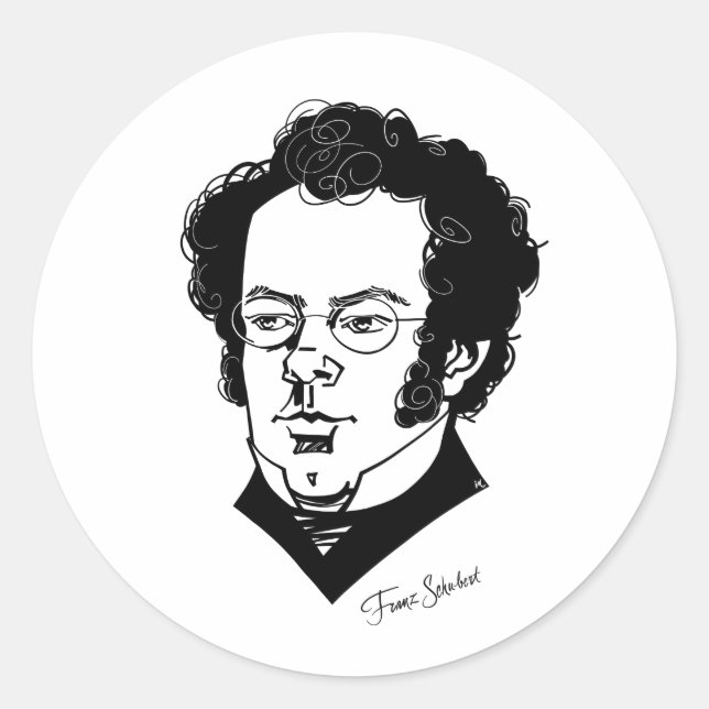 Franz Schubert Runder Aufkleber (Vorderseite)