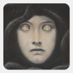 Franz Von Stuck - Kopf der Medusa Quadratischer Aufkleber