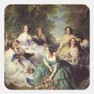 Franz Winterhalter-Kaiserin Eugenie mit ihren Dame Quadratischer Aufkleber