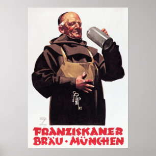 FRANZISKANER BRAU MUNCHEN und deutsches Vintages B Poster
